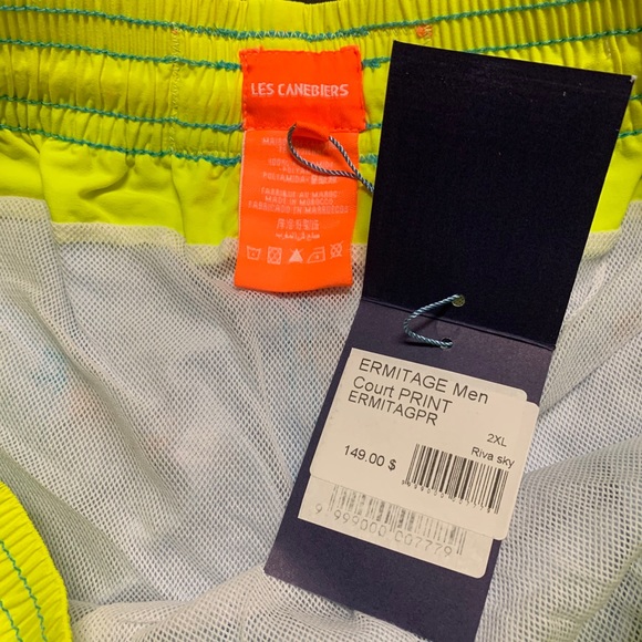 Les Canebiers Mens NWT Sky Blu Boat Swim Shorts w/Yellow Trim - Picture 5 of 6